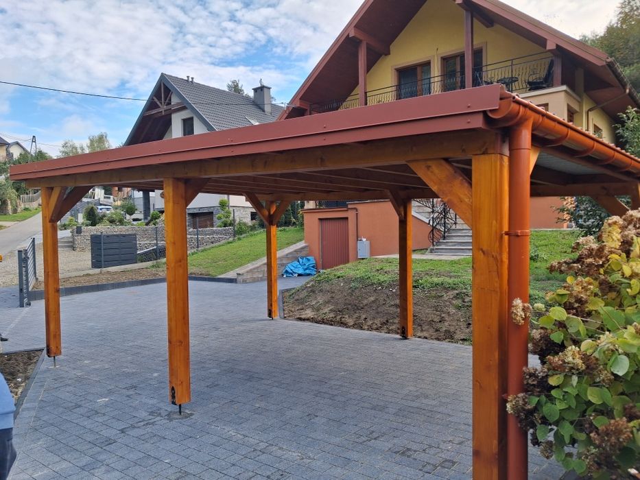 Wiata garażowa drewniana carport zadaszenie tarasu garaż