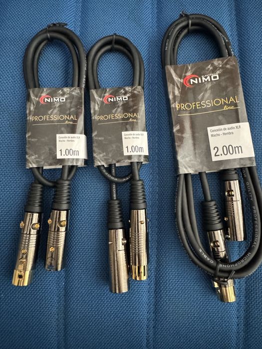 Cabo balanceado XLR (3pin) macho-fêmea - 1.0MT e 2.0MT Nimo