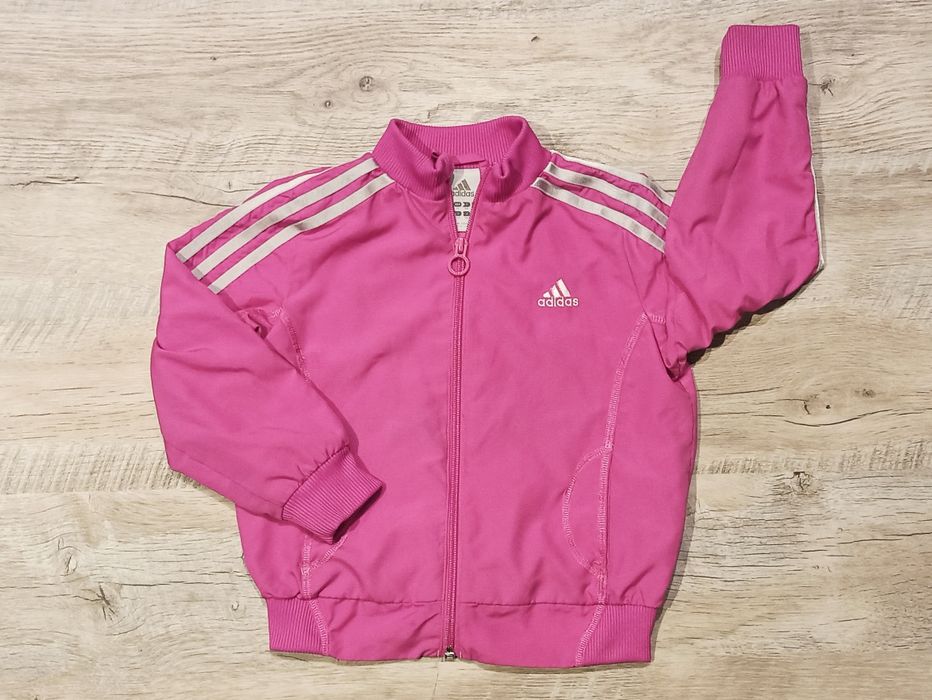 Adidas kurtka wiatrówka 104 róż Srebrna oryginał sportowa