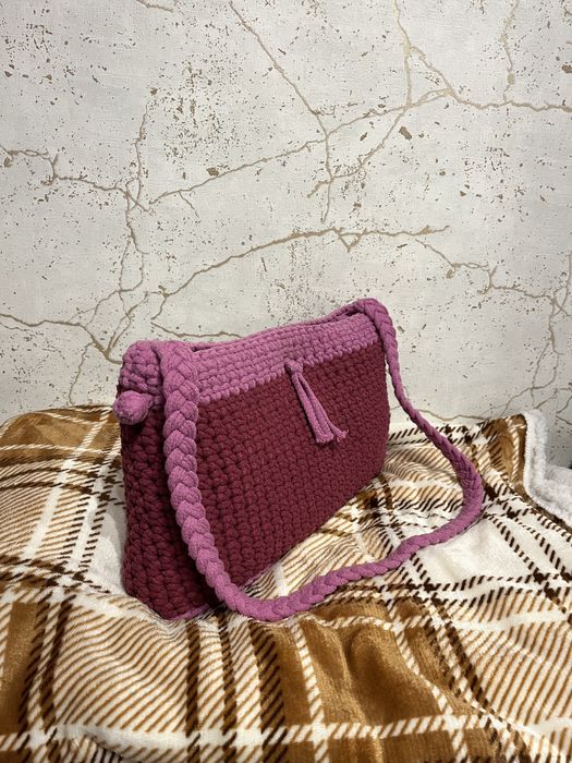 Torebka różowa na ramie handmade