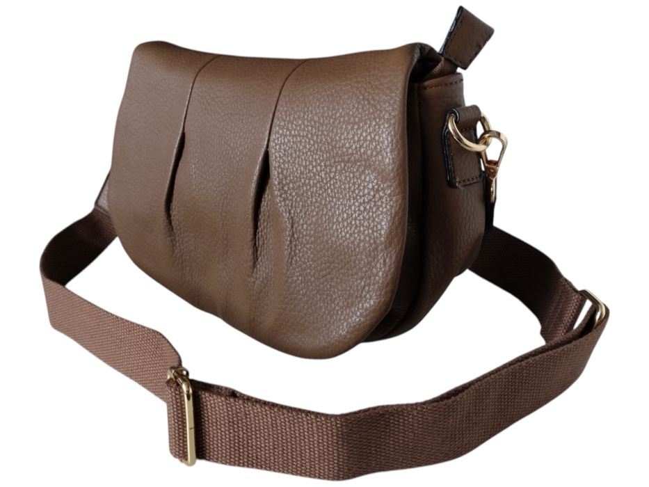 Mała Listonoszka Na Ramię Damska, Miejska, Kolor Brązowy