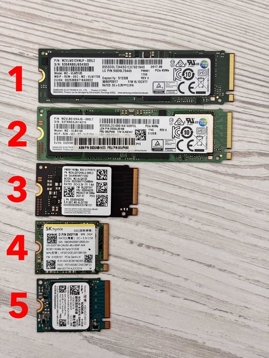 SSD 512Gb / 1Tb NVME M.2 Samsung/Intel/SKhynix/WD/Kioxia