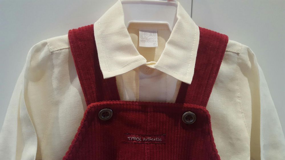 Conjunto camisa e jardineira para menino 6-12 meses, NOVO