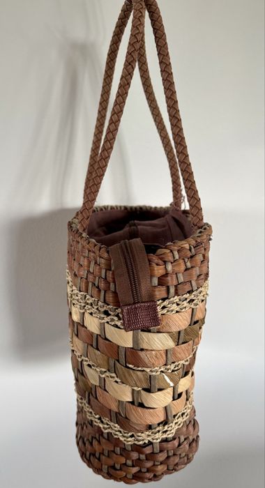 Torebka koszyk plecionka boho brązowa naturalna