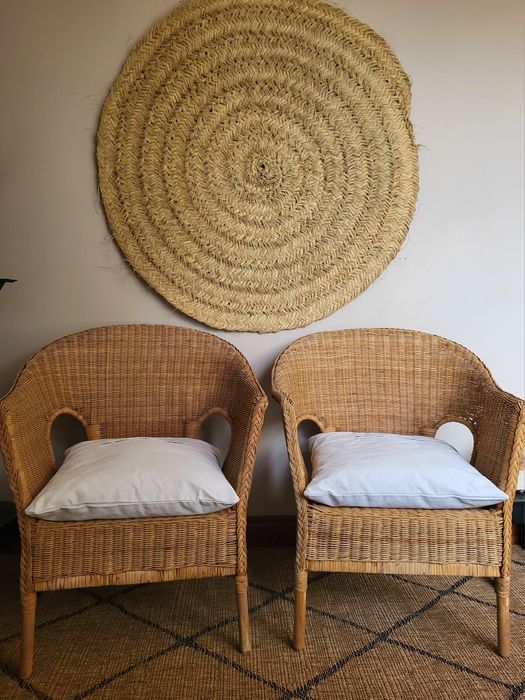2 cadeiroes, poltrona, verga, rattan, rustico