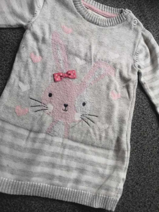 Primark sweterek z królikiem tunika r. 74 cm 6-9m