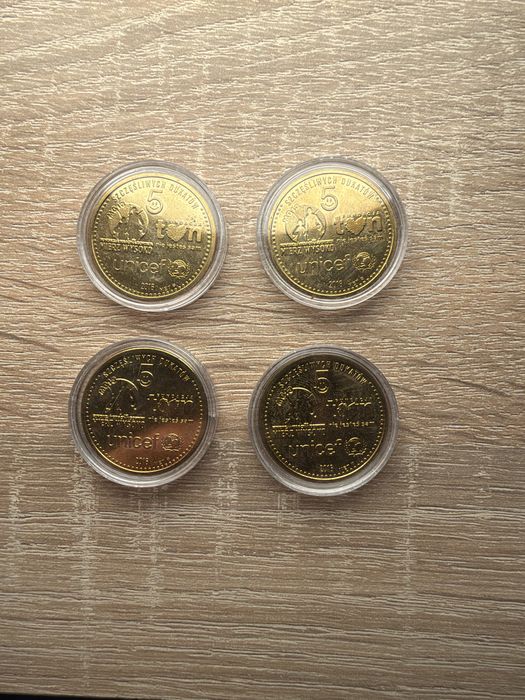 4x monety kolekcjonerskie fundacji TVN i UNICEF