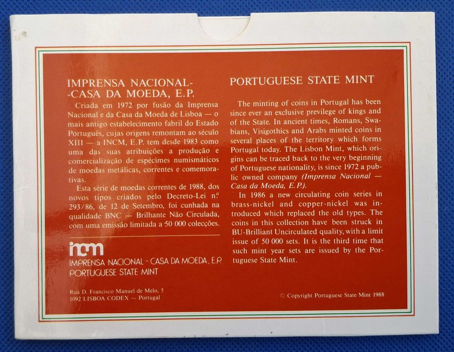 Portugal - Carteira anual 1988 (Em perfeitas condições)