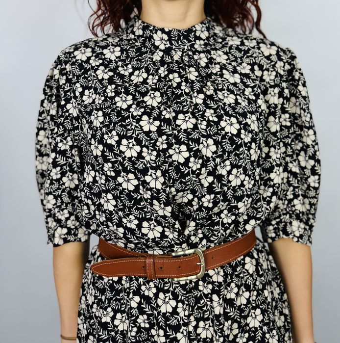 Czarna sukienka w drobne beżowe kwiaty XXL 44 George