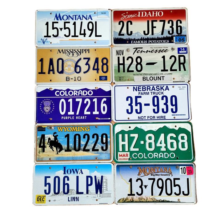 10 oryginalnych tablic rejestracyjnych z USA