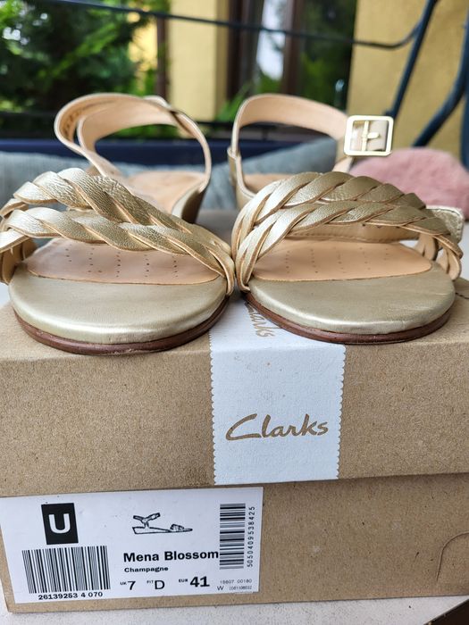Sandały złote skórzane clarks roz 41