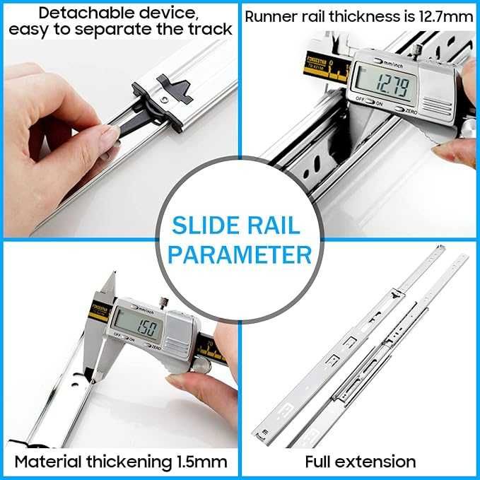 Prowadnice kulkowe do szuflad do dużych obciążeń 68 kg