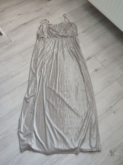 Sukienka maxi srebrna r 42 wesele sylwester studniówka