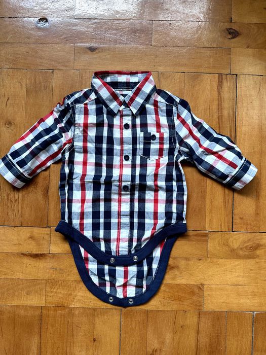 Mothercare Eleganckie body w kratkę  dla chłopca (62cm,1-3 miesiące)