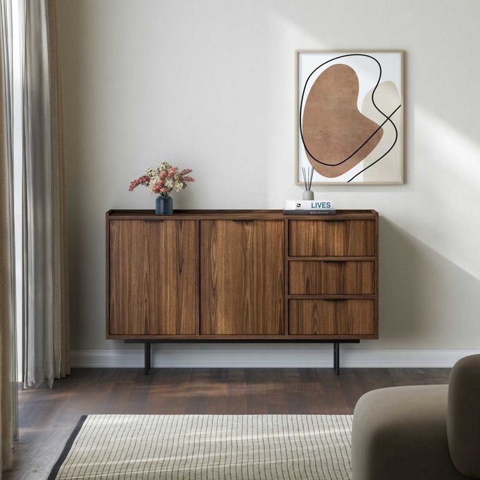 Komoda 150 cm 2 drzwi 3 szuflady Warmia Walnut loft Edison