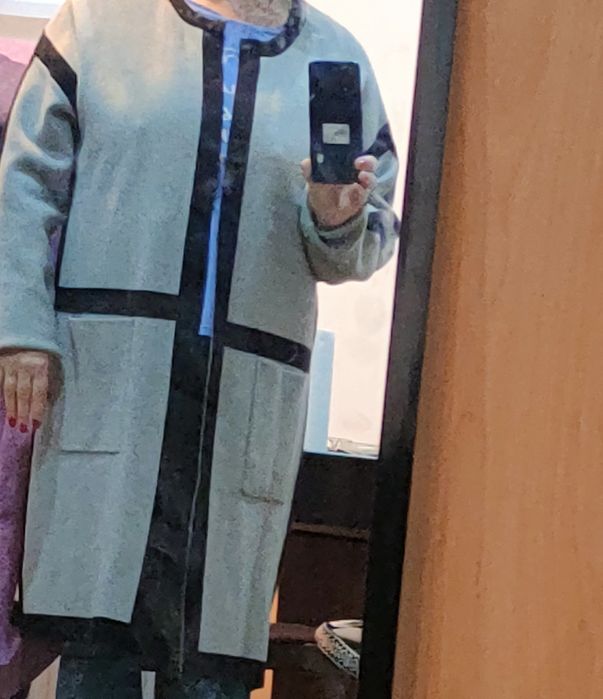 **Sweter długi kardigan szaro czarny