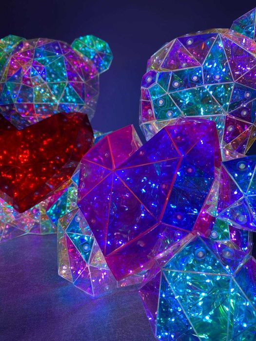 Подарунковий ведмедик Love 3D з червоним серцем і LED-підсвіткою 40 см