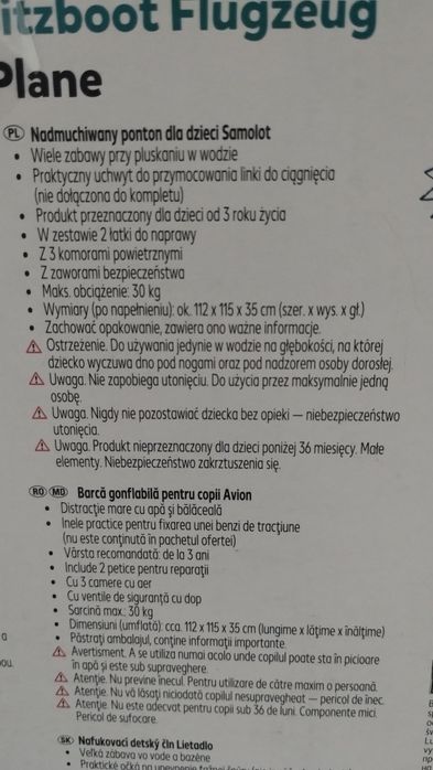 Ponton dla dzieci samolot