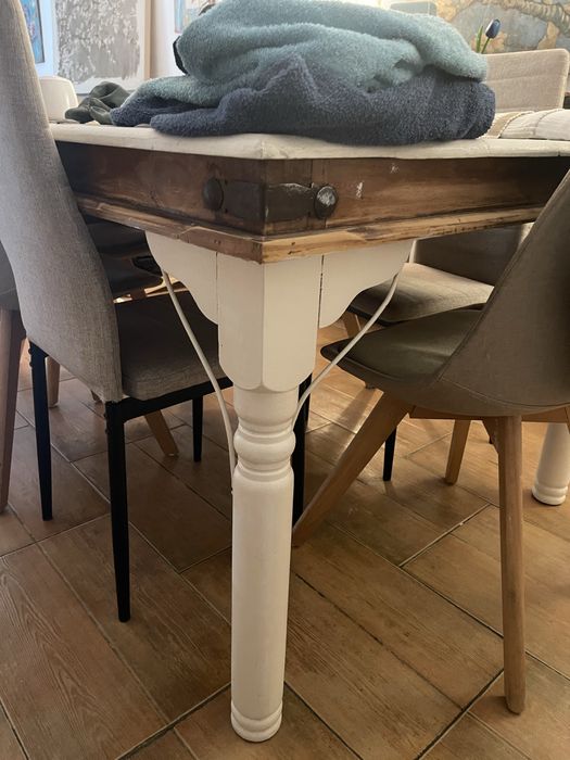 Mesa jantar mexicana pintada e encerada