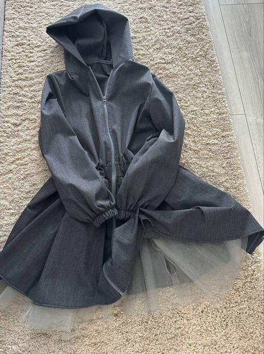 Сукня-Тренч бомбер плащ з капюшоном S-M