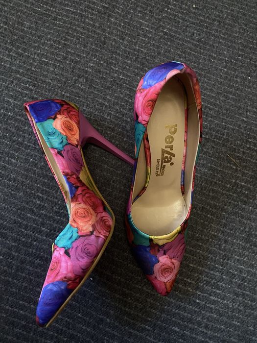 Туфлі лодочки на каблуку / туфли лодочки , цветочный принт