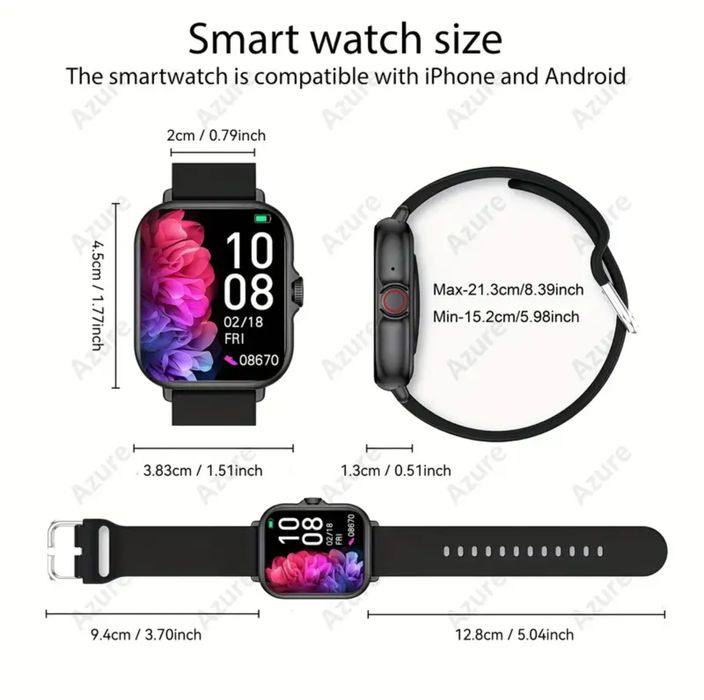 Smart Watch, СМАРТ-ЧАСЫ унисекс с экраном 1,83 дюйма