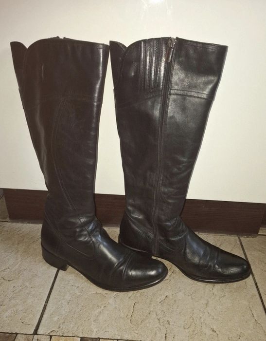 Czarne kozaki 40 skóra naturalna oficerki