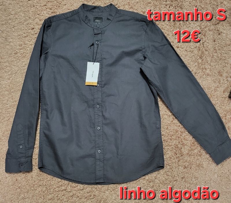 Camisa nova de homem linho/algodão tamanho S