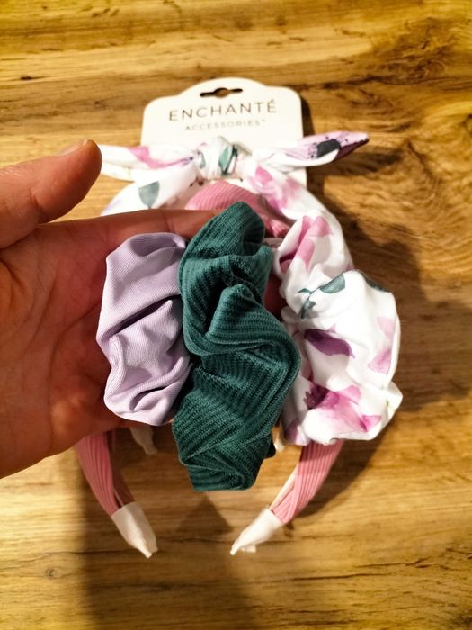 Nowy zestaw do włosów 2opaski + 3 gumki scrunchie