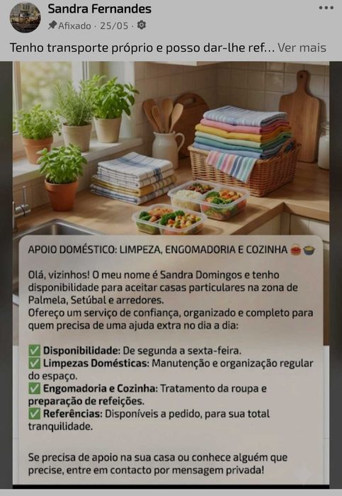 Apoio doméstico, limpeza, engomadoria,e cozinha.Setubal , Palmela