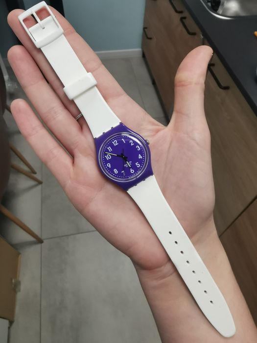 Zegarek swatch gent fioletowy biały