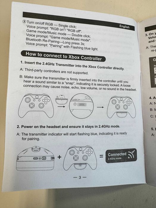 Weseary wg1 słuchawki gamingowe  bezprazewodowe 2.4GHz bluetooth led pc ps4