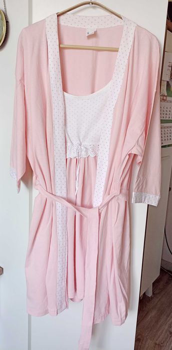 ZESTAW 2x Koszula nocna podomka szlafrok bawełna 100% S 36/38 pakiet homewear