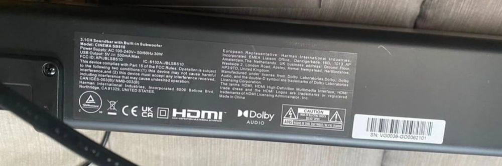 Soundbar JBL Cinema SB 510  3.1  200W