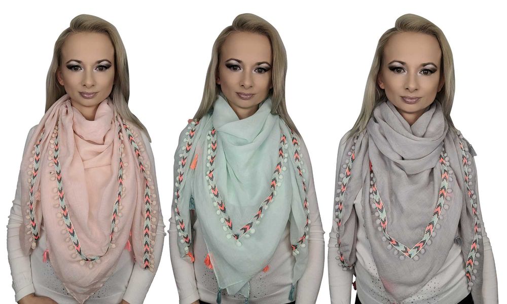 Szal MIĘTOWY chusta wiosenna w stylu BOHO