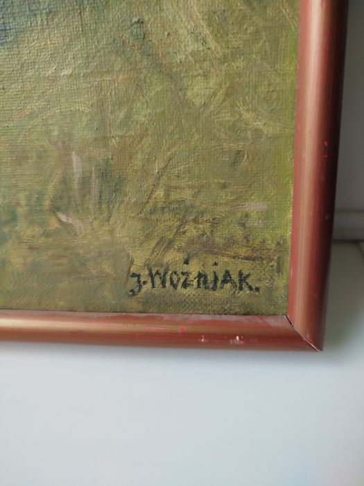 Obraz olejny brzozy J. Woźniak
