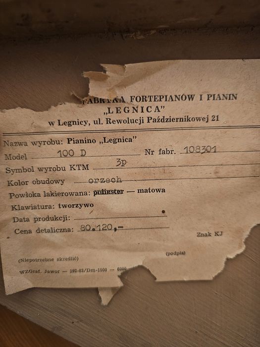 Pianino Legnica używane