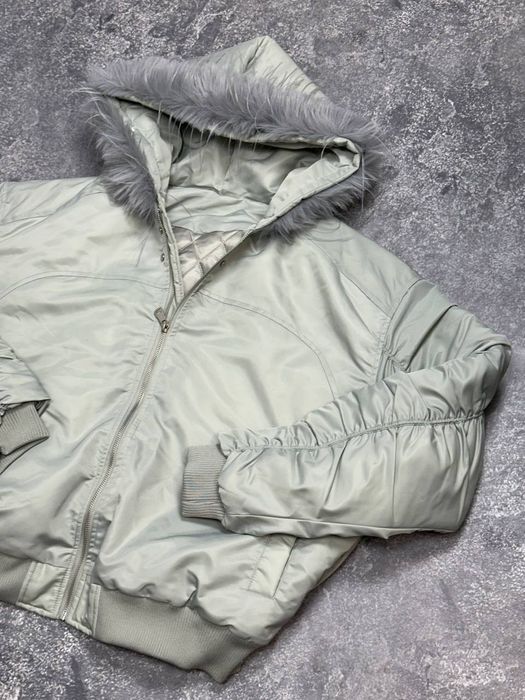 Белый бомбер с мехом MA1 opium archive аляска куртка курточка серая М