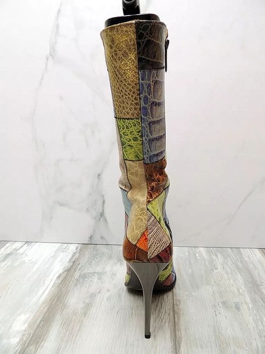 Gianmarco Lorenzi Mix Leather Premium Szpic Szpilki Kozaki