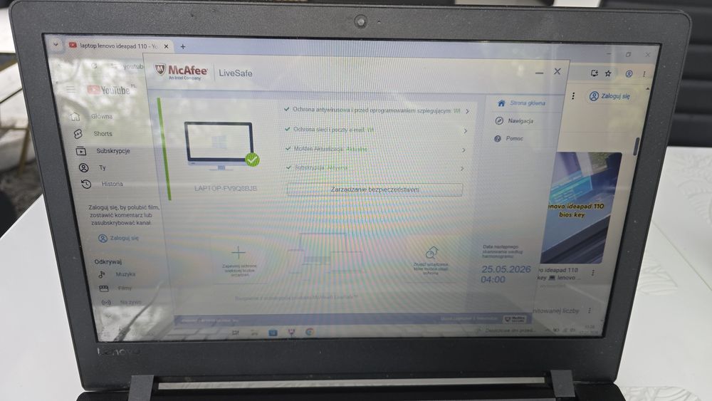 Laptop lenovo ideapad 15.6 antywirus oraz win7