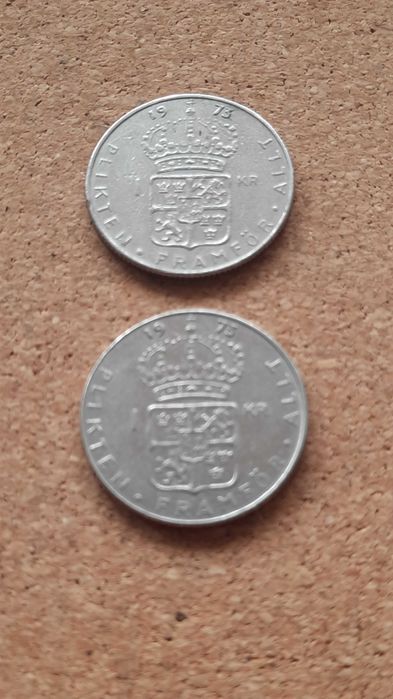 moneta 1 Korona szwedzka 1973 r - cena za 2 sztuki