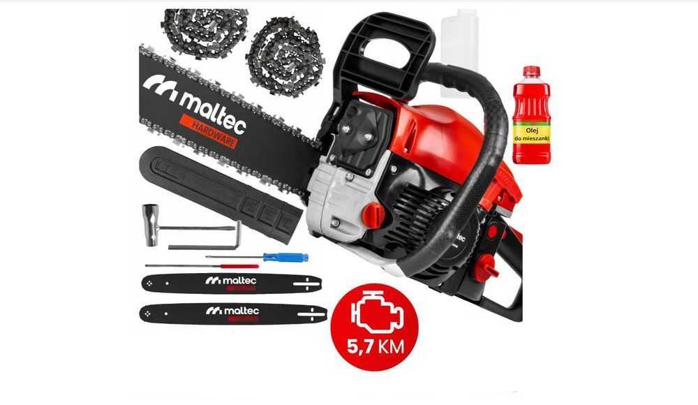 Zestaw XXL Piła łańcuchowa MalTec 4200W 5,7 KM Spalinowa Pilarka NOWA