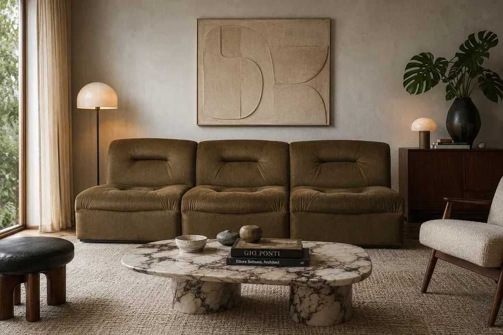 Sofá Mid Century Modular Vintage Italiano – 3 Lugares