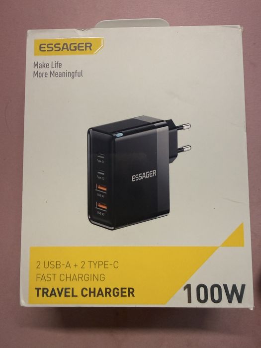 Ładowarka Essager 100W USB-C Turystyczna IPhone Macbook Laptop