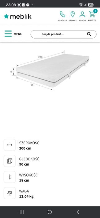 materac memory foam gratis szuflada