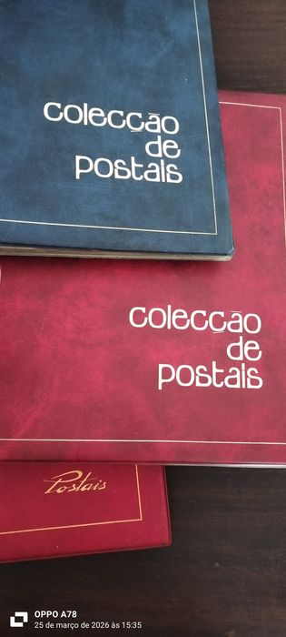 Albuns para postais + folhas de sacas para postais e postais.