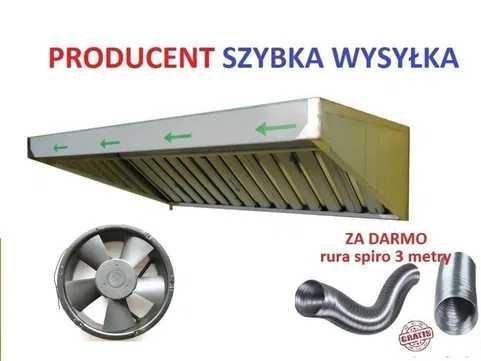 Okap gastronomiczny 100x70x40 filtry+wentylator dostępne od ręki SG