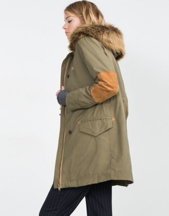 Kurtka parka khaki kożuch