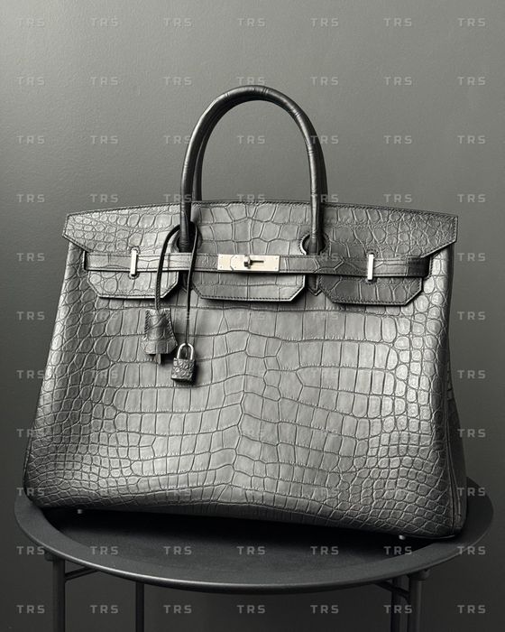Сумка HERMES Birkin 40 Black Matte Porosus Crocodile