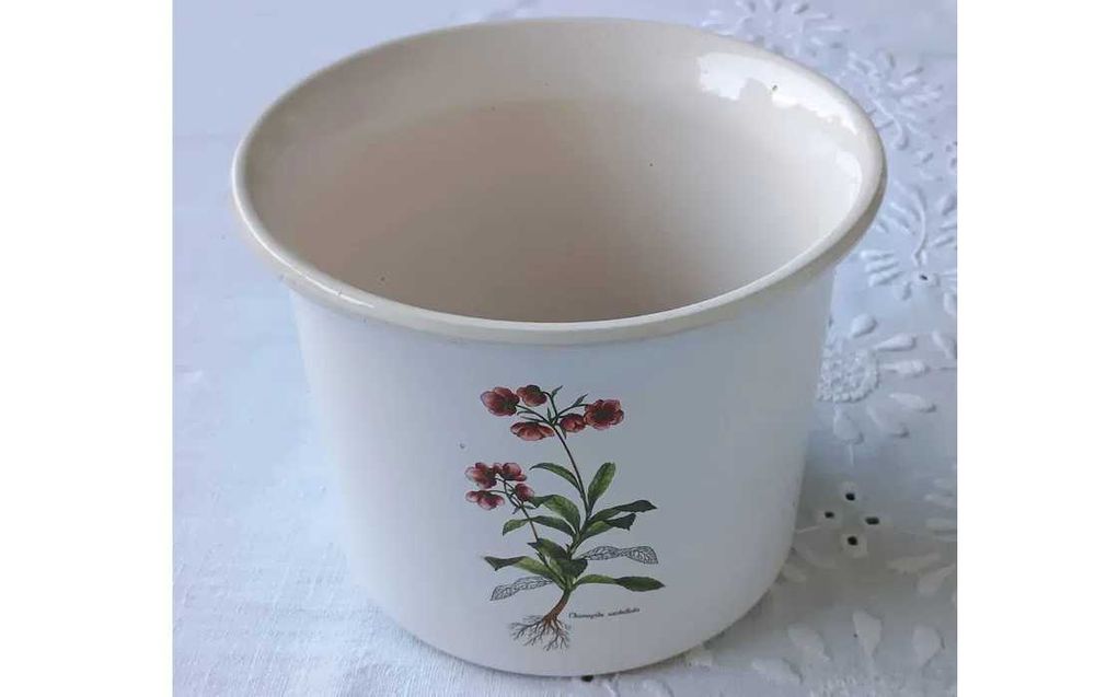 Ceramiczna doniczka 17 cm, temat: botanika, zioła